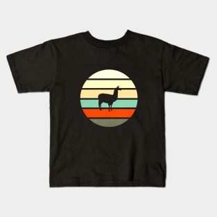 Retro Vintage Style Sun Set Llama Silhouette Kids T-Shirt